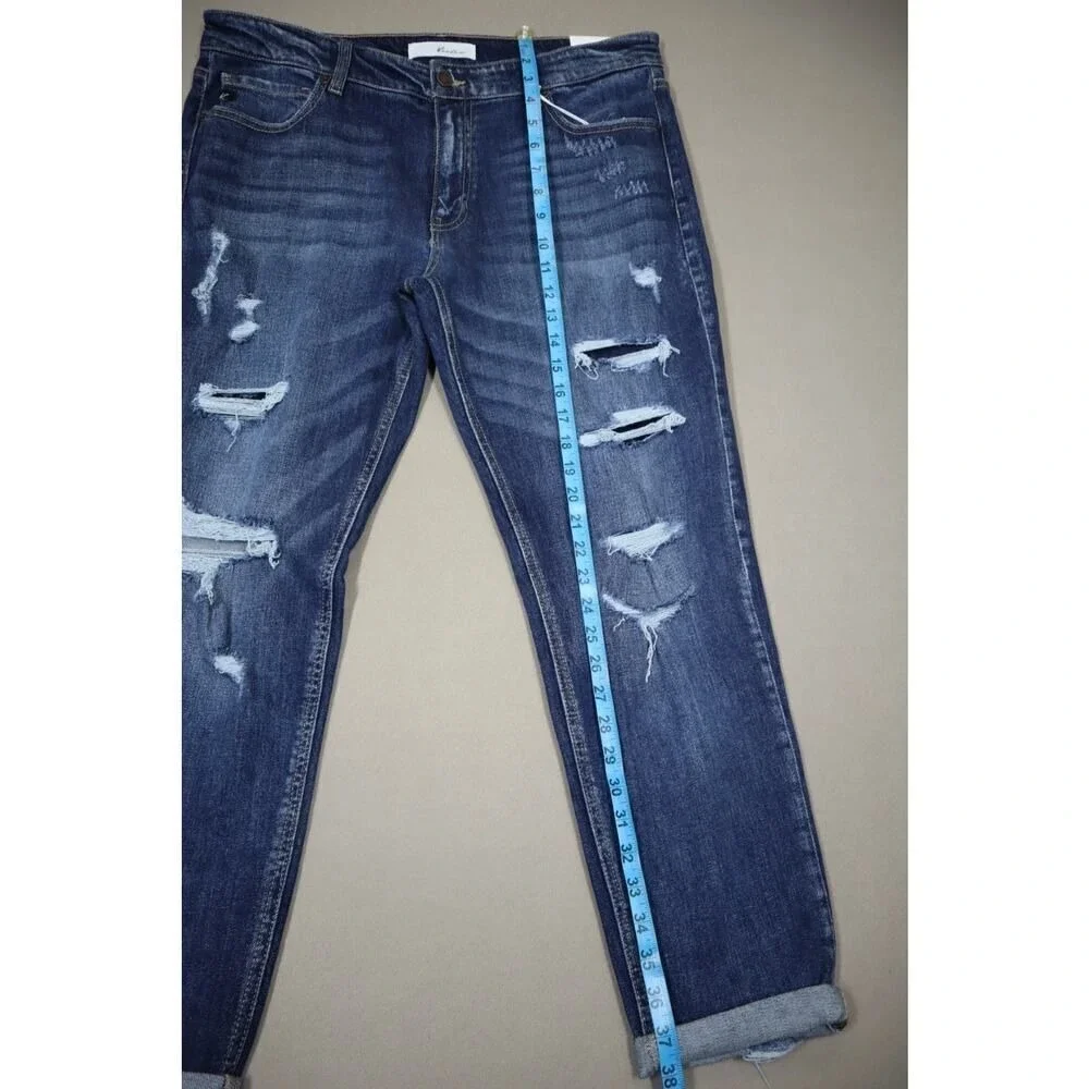 Kancan Ultra-Comfortable Ripped Denim Boyfriend Jeans‎ Size 13/30